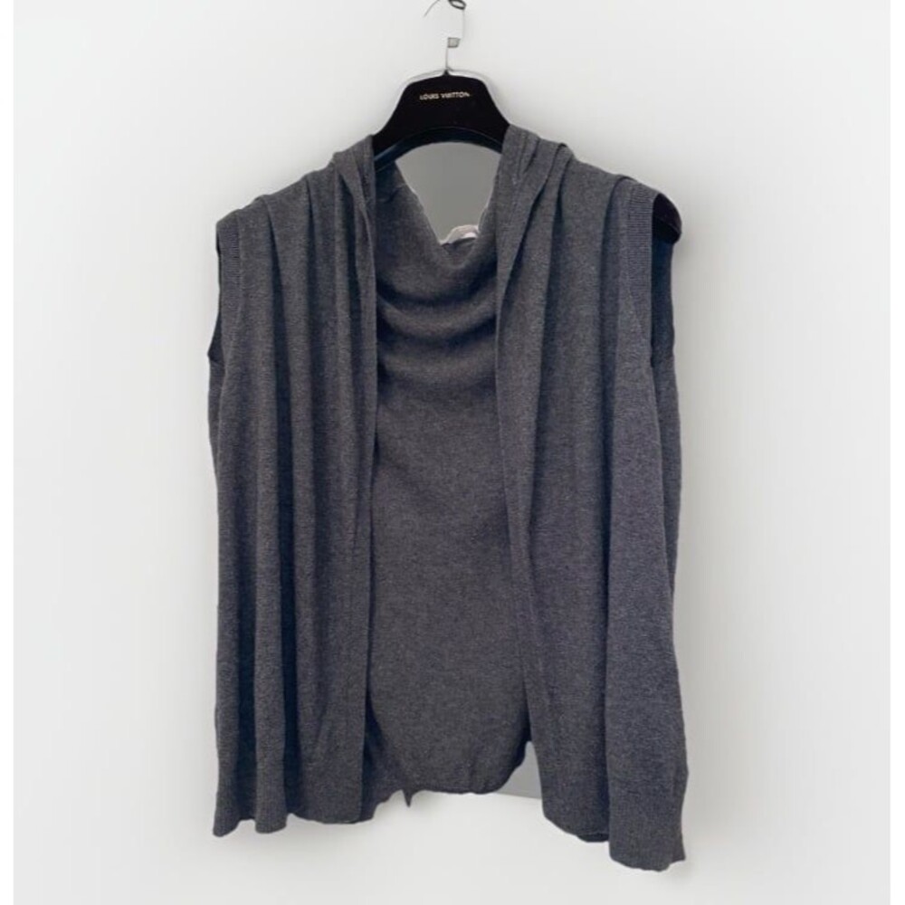 Banana Republic Factory Grey Gray Hooded Open Front Sleeveless Cardigan Size XS